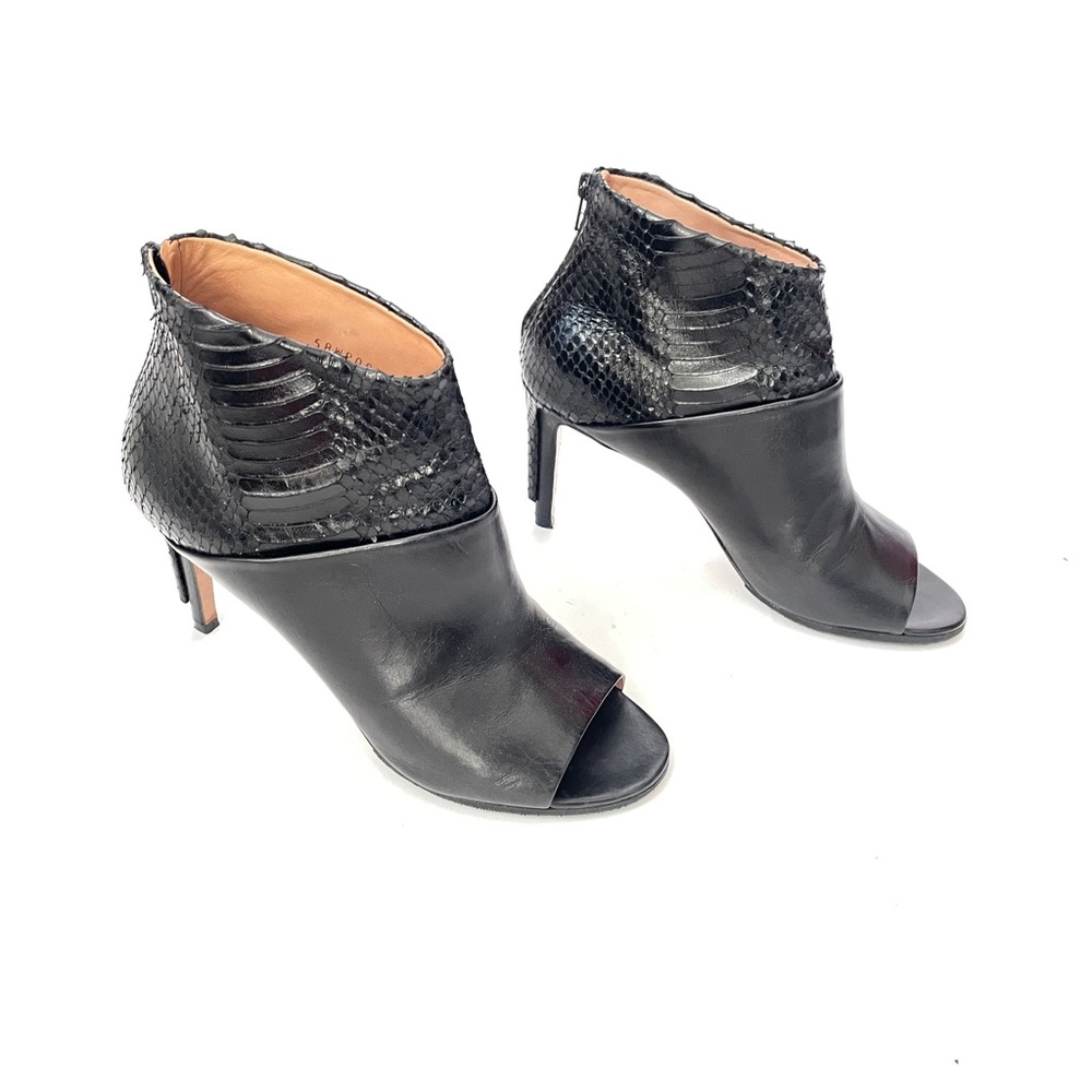 Maison Martin Margiela Snakeskin & Leather Black Peeptoe Boots IT 39 - Picture 10 of 13
